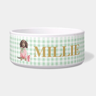 Écuelle Preppy Dachshund Green Gingham Christmas