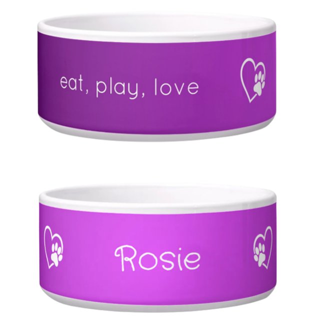 Écuelle Purple 'eat play love' Dog Name Bowl (Créateur téléchargé)