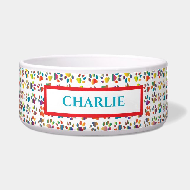 Écuelle Rainbow Paw Prints Dog Bowl (Devant)
