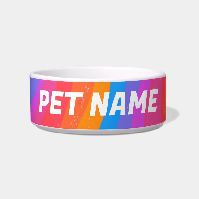 Écuelle Rainbow Stripes Customisé Chien Animaux de compagn (Devant)