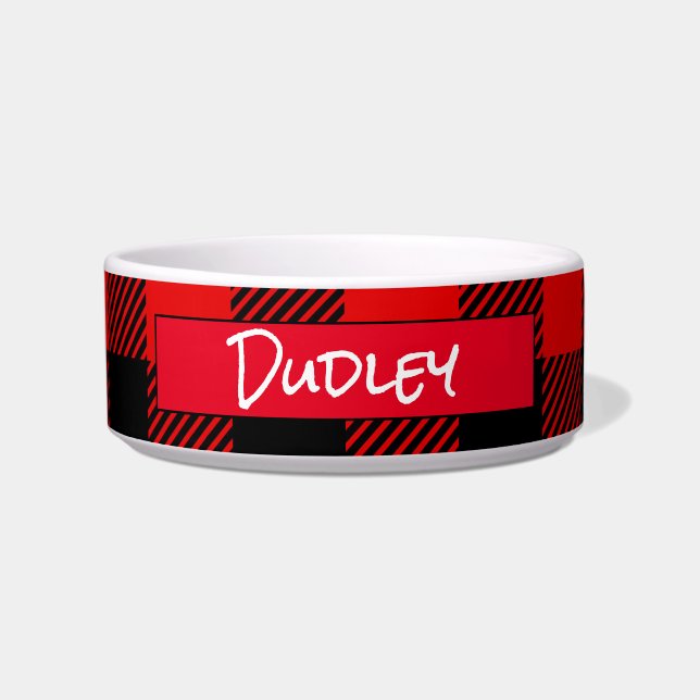 Écuelle Red Buffalo Plaid Motif personnalisé (Devant)