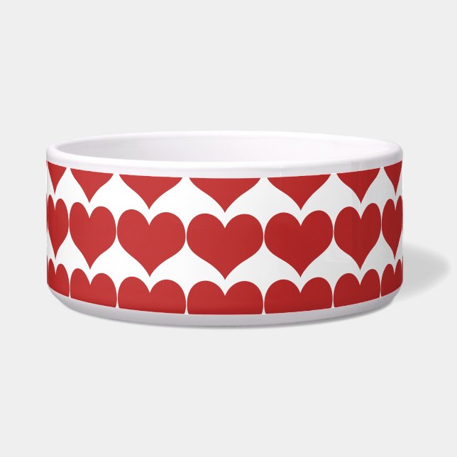 Écuelle Red Cute Hearts Motif Dog Bowl (Devant)