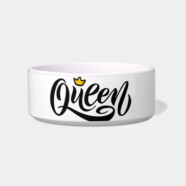 Écuelle Reine (A stylish pet bowl with the word "Queen" elegantly scripted in black!)