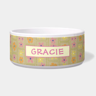 Écuelle Rétro Beige Patchwork Floral Personnalisé Grand Ch