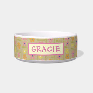 Écuelle Rétro Beige Patchwork Floral Personnalisé Moyen Ch