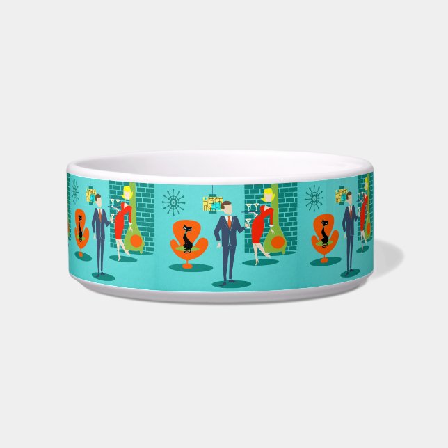 Écuelle Retro Space Age Cartoon Couple Pet Bowl (Gauche)