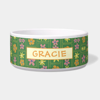 Écuelle Rétro Vert Patchwork Floral Personnalisé Grand Chi