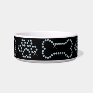 Écuelle Rhinestone Chien Bowl Conception. Bones et pattes 