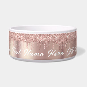 Écuelle Rose Gold Parties scintillant Pet Bowl avec nom de