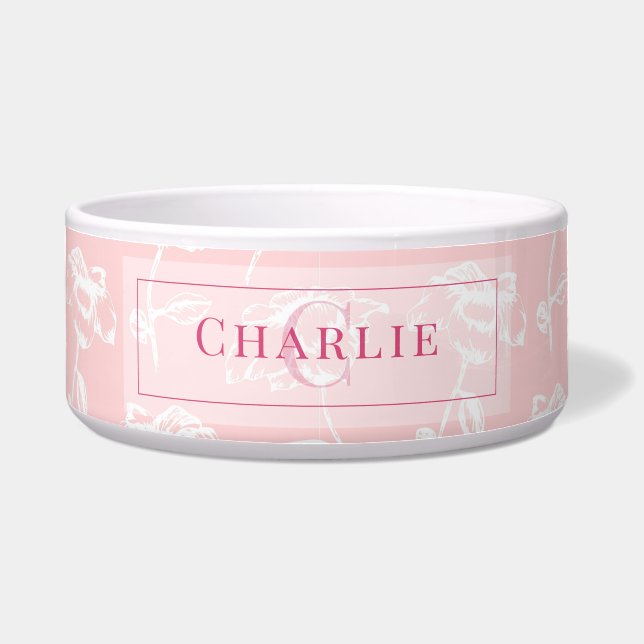 Écuelle Rose Poussiéreuse Fleur Blanche, Monogramme Person (Devant)