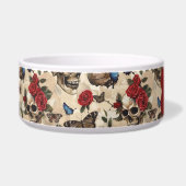 Écuelle Rose rouge gothique et crâne (Gauche)