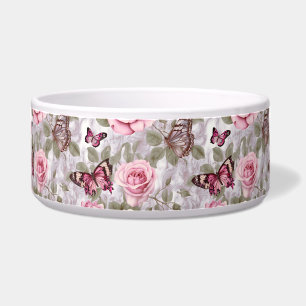 Écuelle Roses roses roses et papillons Aquarelle Florale