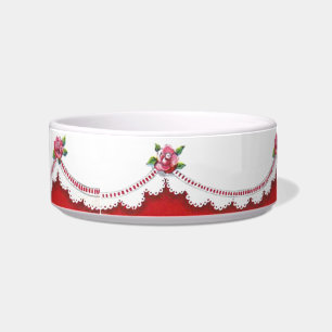 Écuelle Roses rouges de dentelle vintage