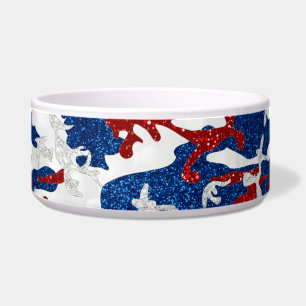 Écuelle Rouge, Blanc & Bleu Camo 4 juillet Paillettes Anim