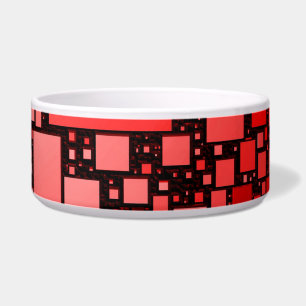 Écuelle Rouge et blanc Carré Danser Ceramic Pet Bowl