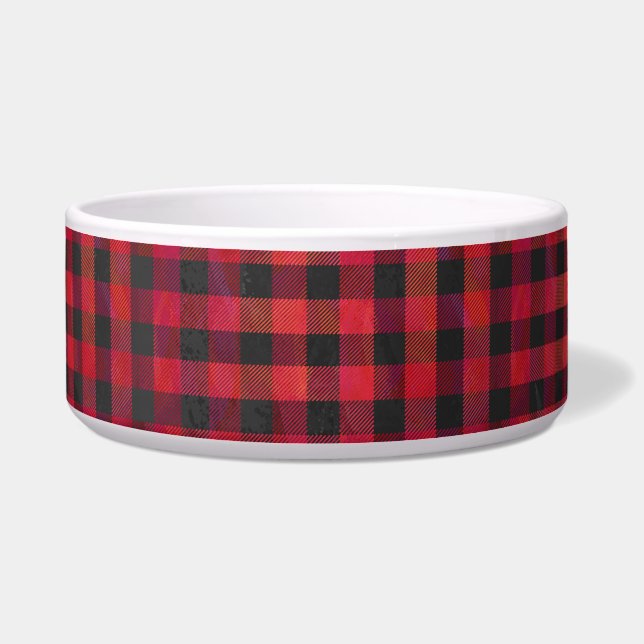 Écuelle Rouge et noir À damiers plaid (Devant)