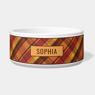 Écuelle Rouge Et Orange Avec Motif Brown Et Nom
