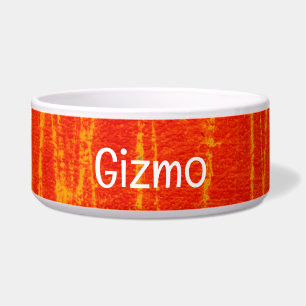 Écuelle Rouge-Orange Grunge Pet Bowl avec GIZMO Texte