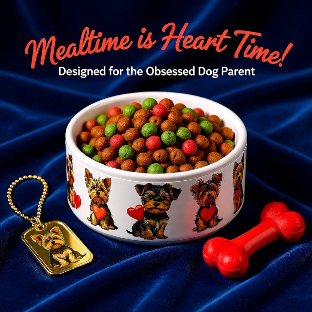 Écuelle Saint-Valentin chien Yorkshire Terrier animal de c (Cute Yorkie Valentine Hearts – Adorable Dog Lover Bowl)