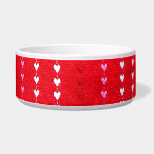 Écuelle Saint Valentin Rouge Brodé Coeurs Fabric Animal