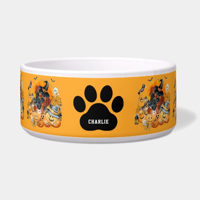Écuelle Saison éffrayante Boxer Halloween Citrouille Custo (Devant)