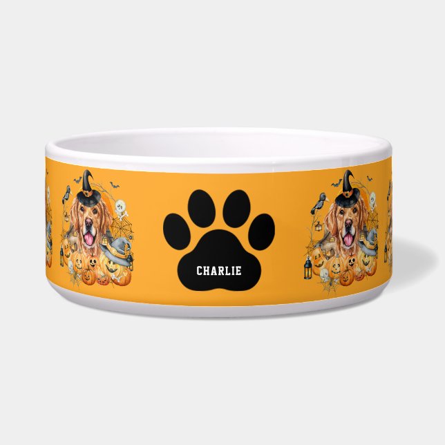 Écuelle Saison éffrayante jolie Golden Retriever Halloween (Devant)