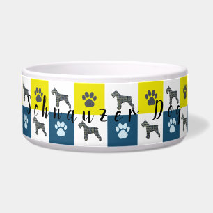 Écuelle Schnauzer Chien et Empreinte de patte Grille Jaune