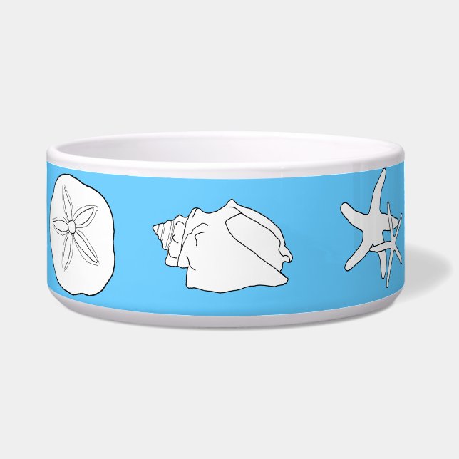 Écuelle Sea Life Art, Blue Ceramic Animal Food Bowl (Devant)