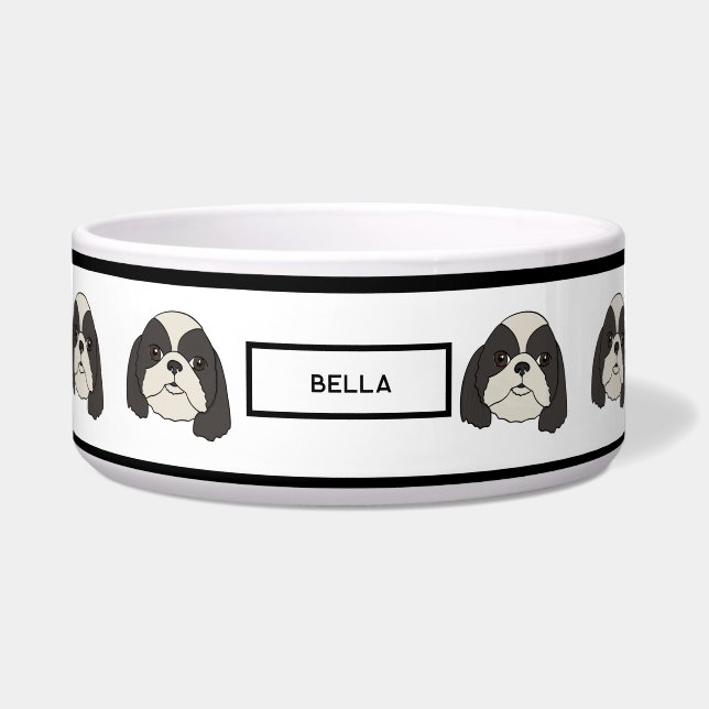 Écuelle Shih Tzu - Lhasa apso - Custom Name Bowl for Dogs (Devant)