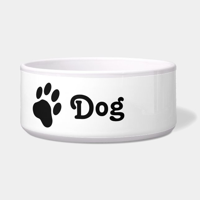 Écuelle Silhouette Simple Chien Paw Avec Chien Texte (Devant)