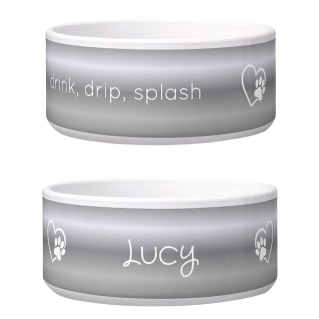 Écuelle Silver 'drink drip splash' Dog Name Bowl (Créateur téléchargé)