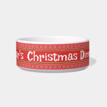 Snowflake Red Personnalisé Chat Bowl