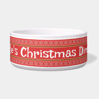 Écuelle Snowflake Red Personnalisé Chien Bowl