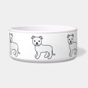Écuelle Staffordshire Bull Terrier de dessin animé blanc