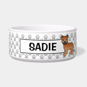 Écuelle Staffordshire Bull Terrier Rouge Et Nom
