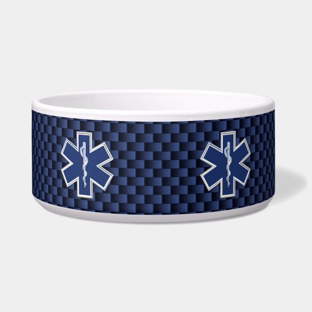 Écuelle Star of Life Paramedic on Navy Blue Carbon Fiber (Devant)