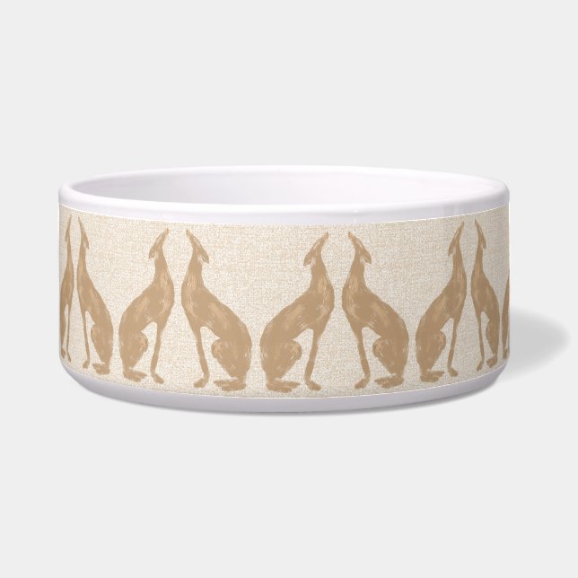 Écuelle Tan Greyhound Ceramic Pet Bowl (Devant)