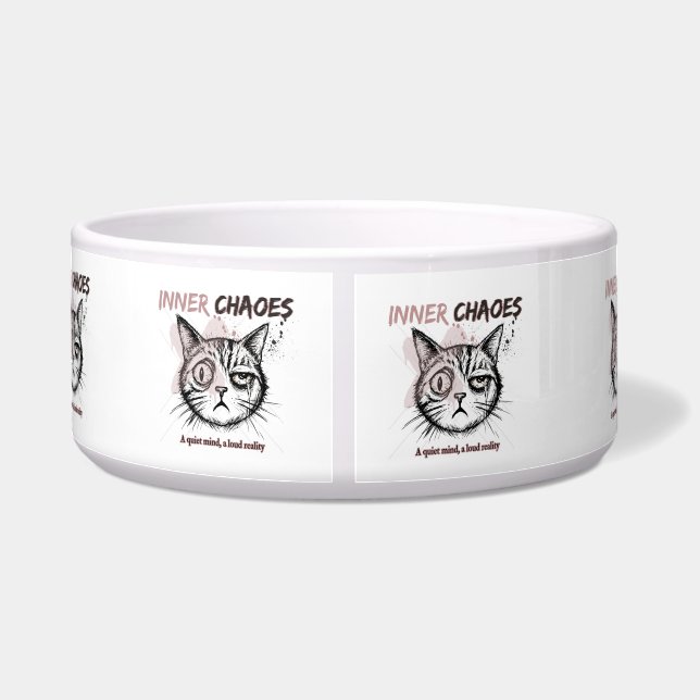 Écuelle Tasse à café avec illustration artistique de chat  (Dos)