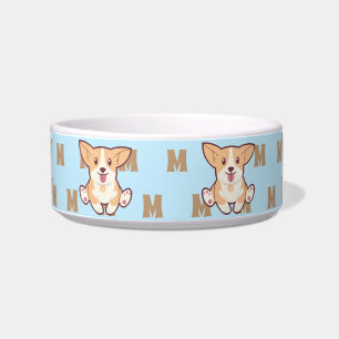 Écuelle Tasse bleue à motif monogramme Corgi mignon