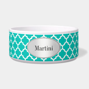 Écuelle Teal White Moroccan Quatrefoil Pattern #5