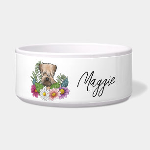Écuelle Terrier Irlandais à Poil Souple Avec Fleurs Et Nom