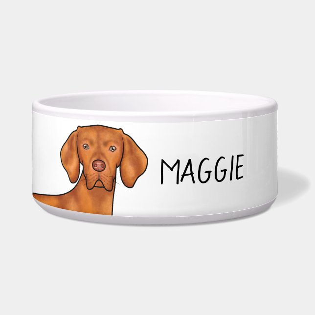 Écuelle Tête de chien pointer hongrois avec nom de l'anima (Devant)