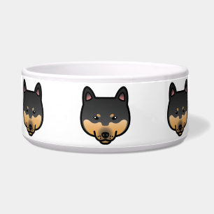Écuelle Tête de Shiba Inu de dessin animé noir et feu