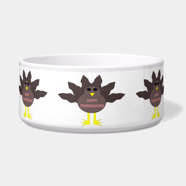Écuelle Thanksgiving Plucky Turkey Pet Bowl (Devant)