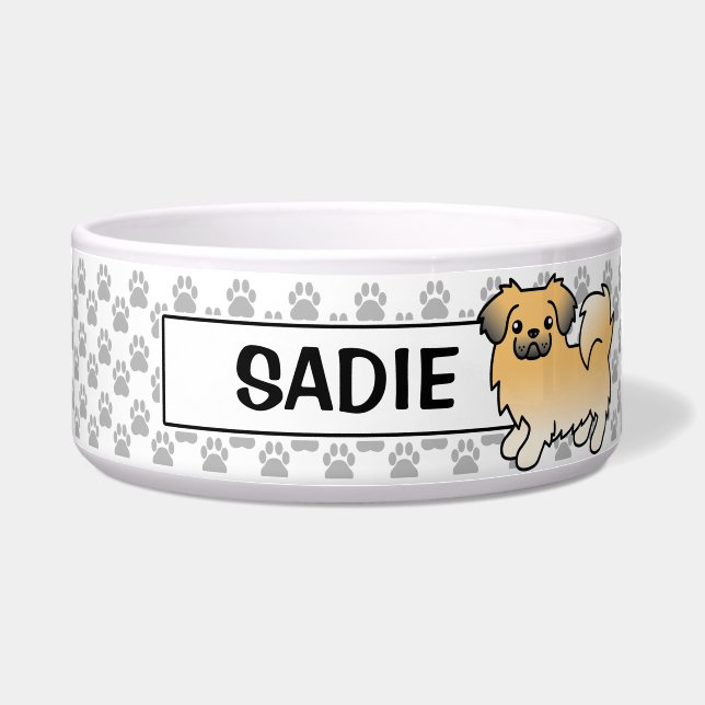 Écuelle Tibétain Spaniel Fawn Sable Dessin Animé Chien (Devant)