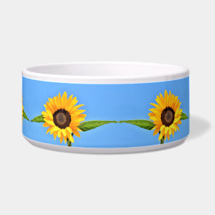 Écuelle Tournesol jaune contre soleil sur ciel bleu - été