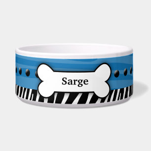 Écuelle Trendy Blue Zebra Stripe personnalisé chien animal