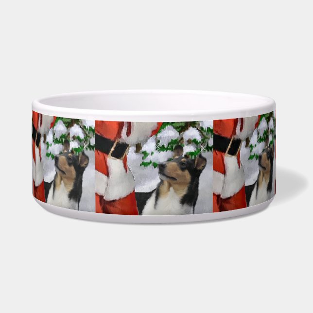 Écuelle Tri Couleur lisse Collie Christmas Chien Bowl (Devant)