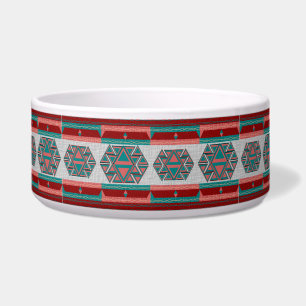 Écuelle Tribal Aztec Motif Pet Dog Cat Bowl Large 40 oz.