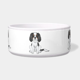 Écuelle Tricolor Cavalier King Charles Spaniel Chien Assis